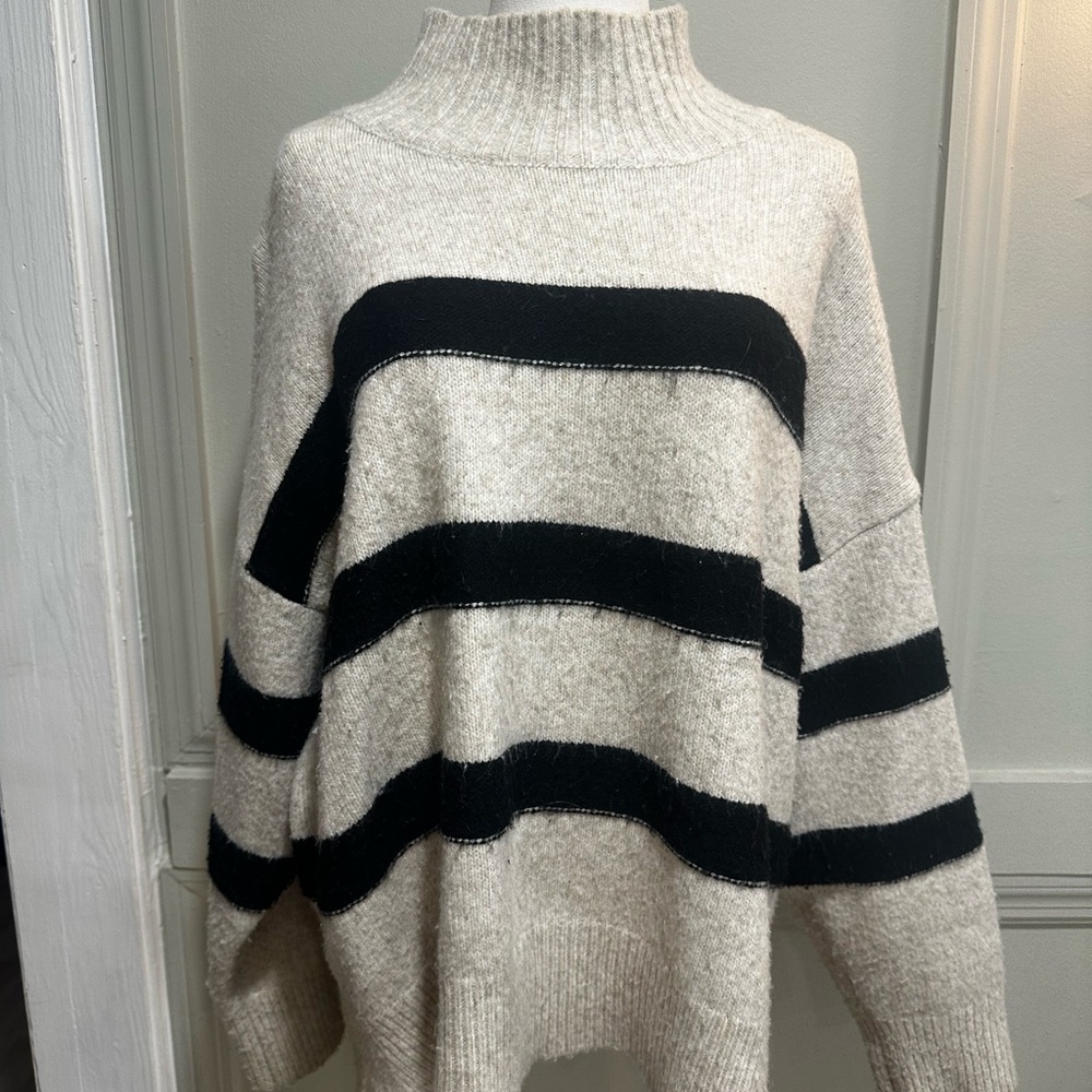 Revolve Line & Dot Turtleneck Sweater - Black and Cream